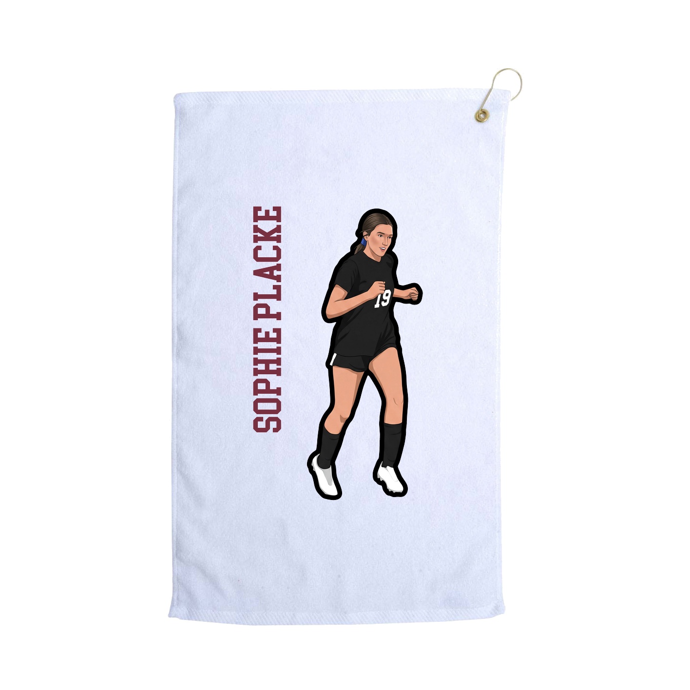 Golf Towel — Name Vertical in White