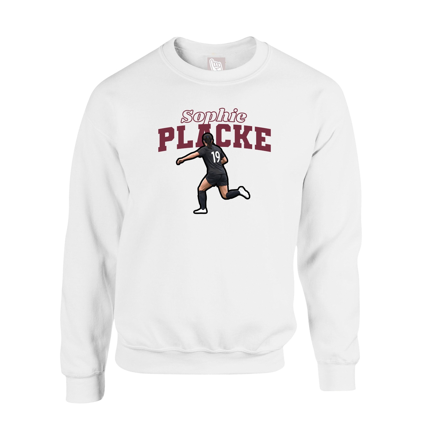 Fleece Crew — Name Arch in White