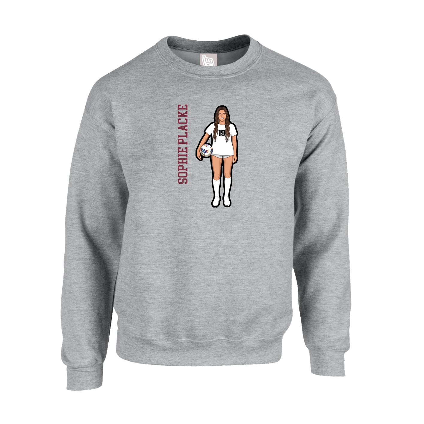 Fleece Crew — Name Vertical in Grey
