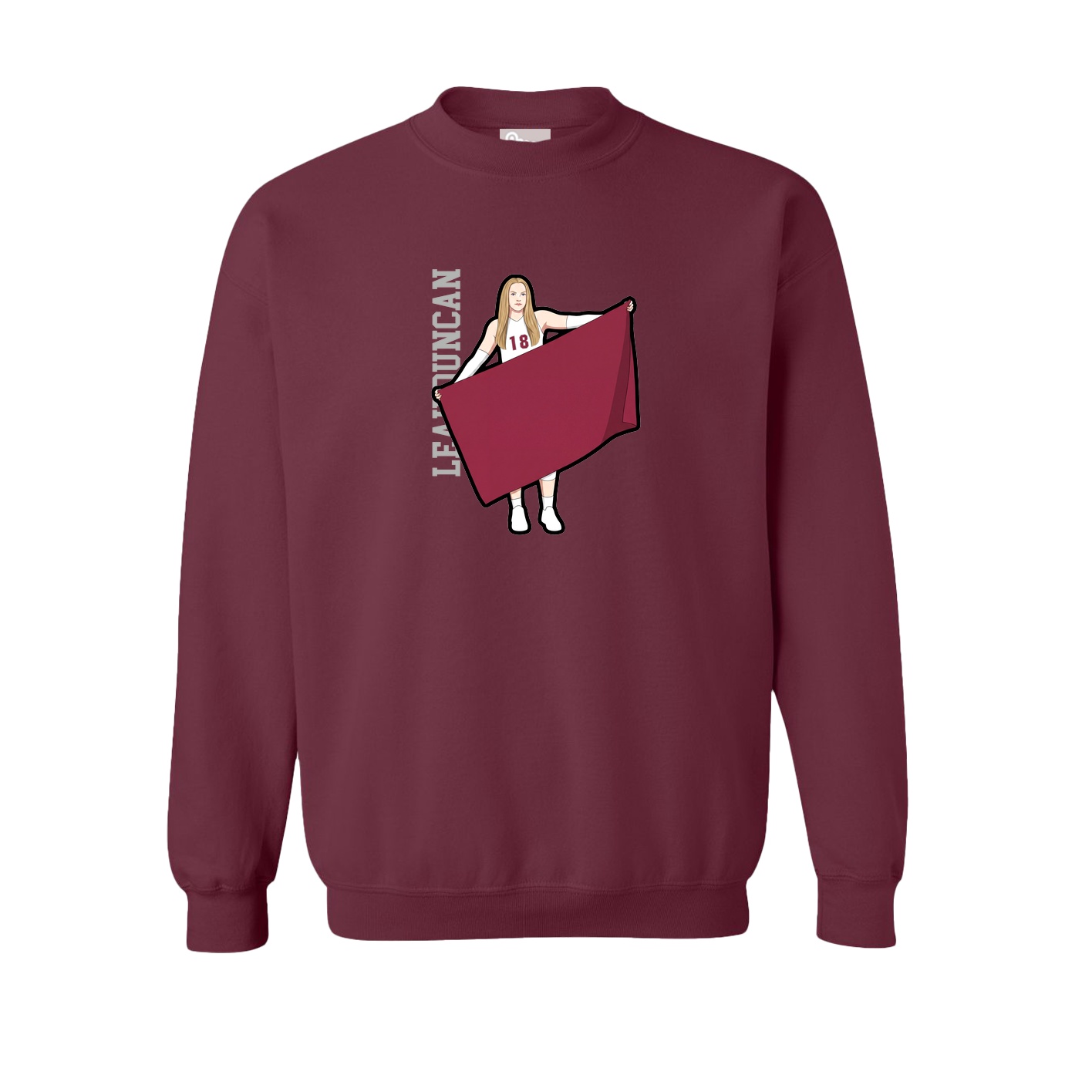 Fleece Crew — Name Vertical in Maroon