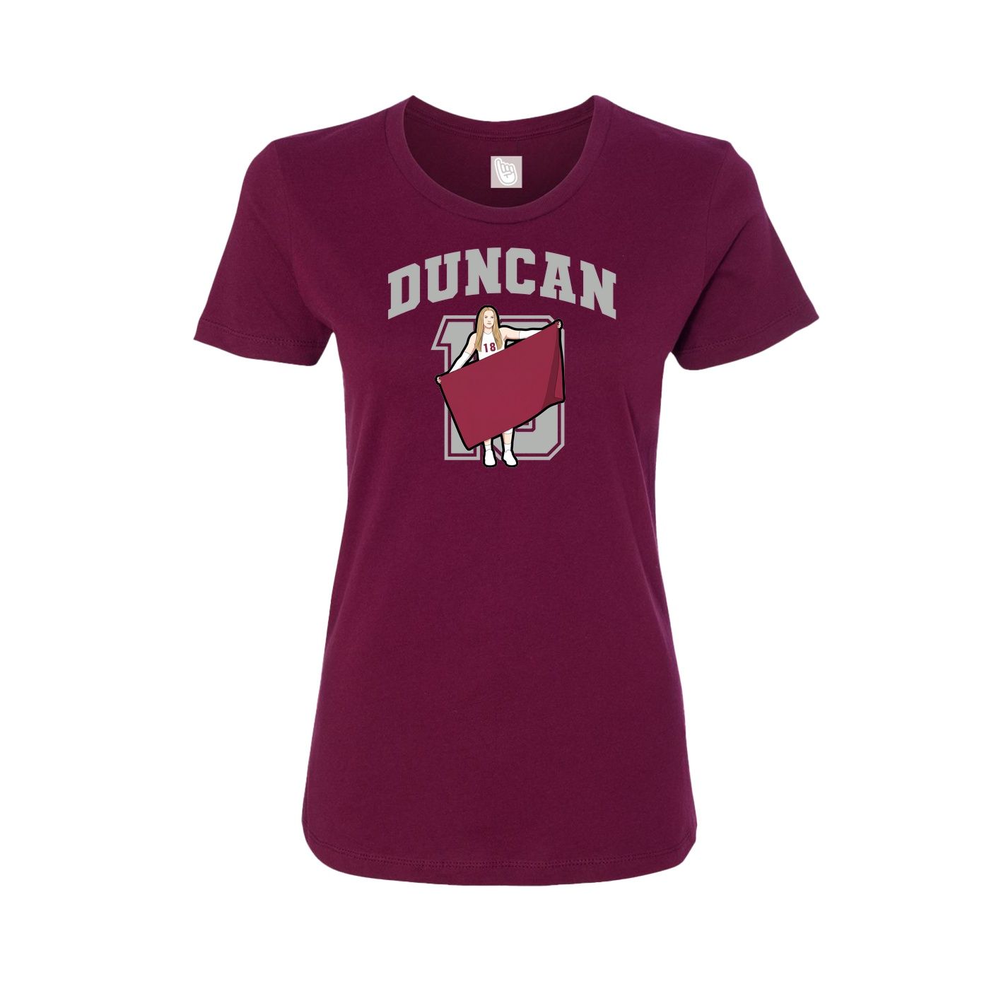 Fitted Women's Tee — Number in Maroon