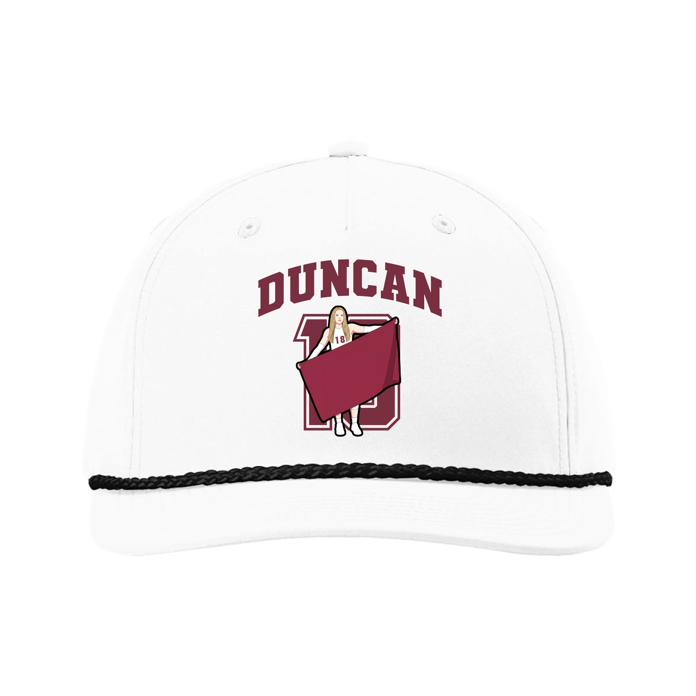 Five-Panel Classic Rope Cap — Number in White