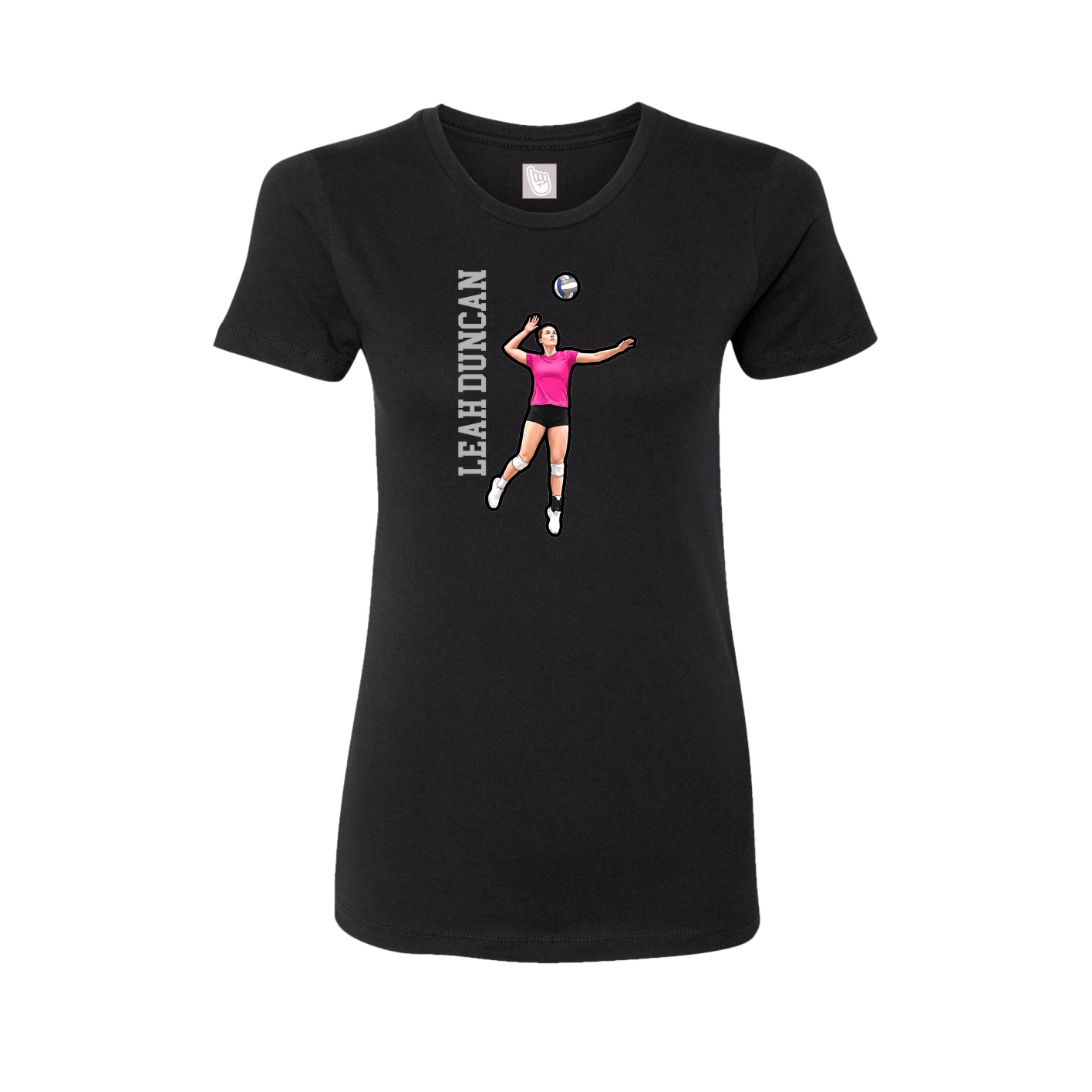 Fitted Women's Tee — Name Vertical in Black
