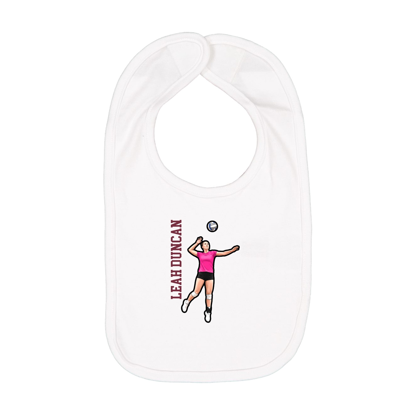 Infant Bib — Name Vertical in White