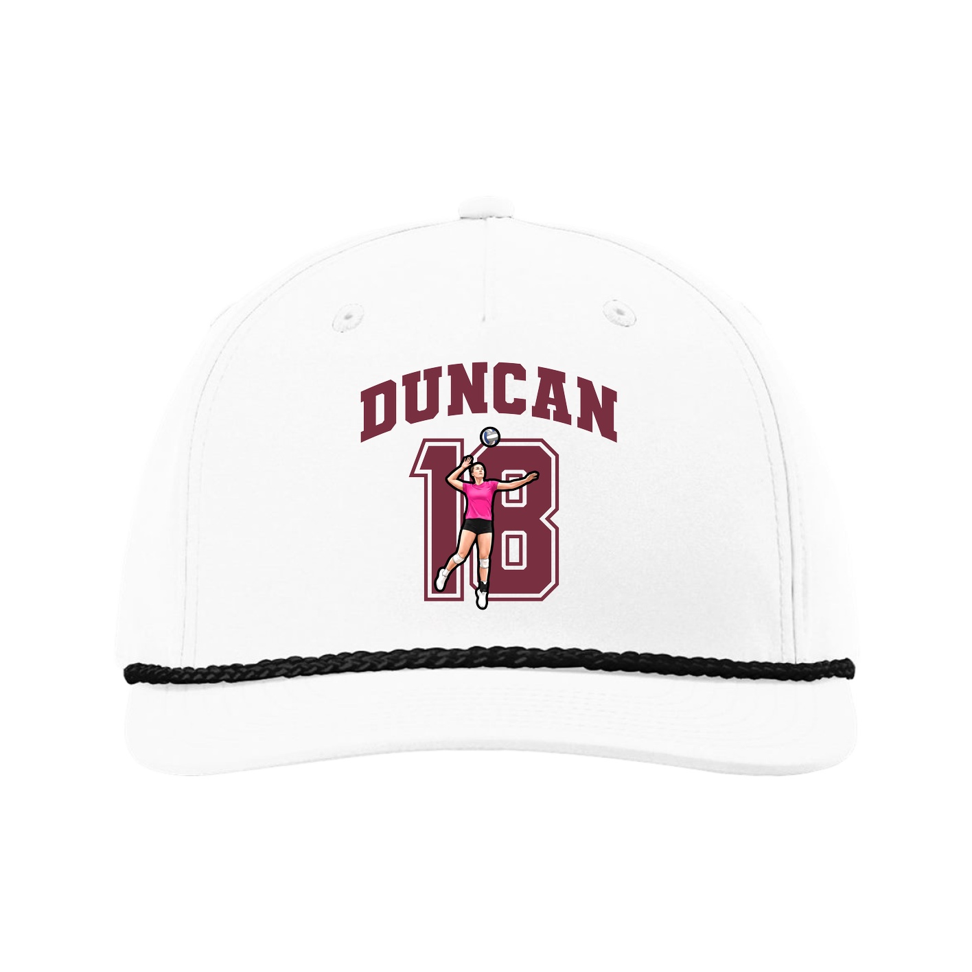 Five-Panel Classic Rope Cap — Number in White
