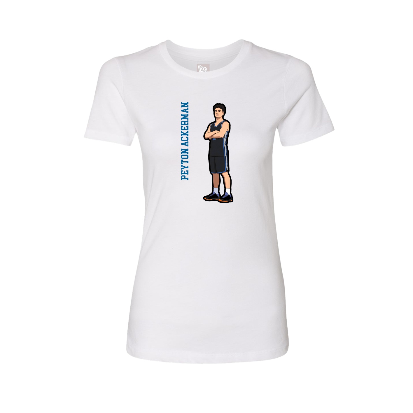 Womens Tee — Name Vertical in White
