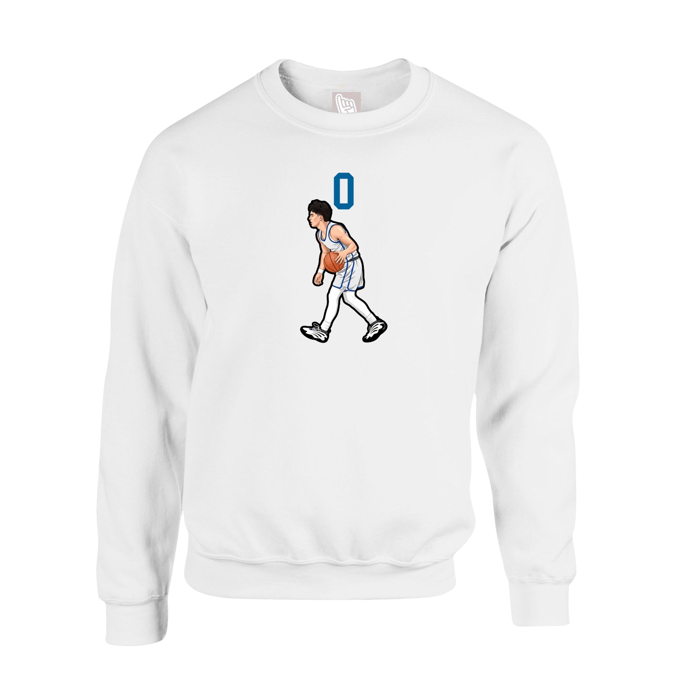 Fleece Crew — Number Top in White