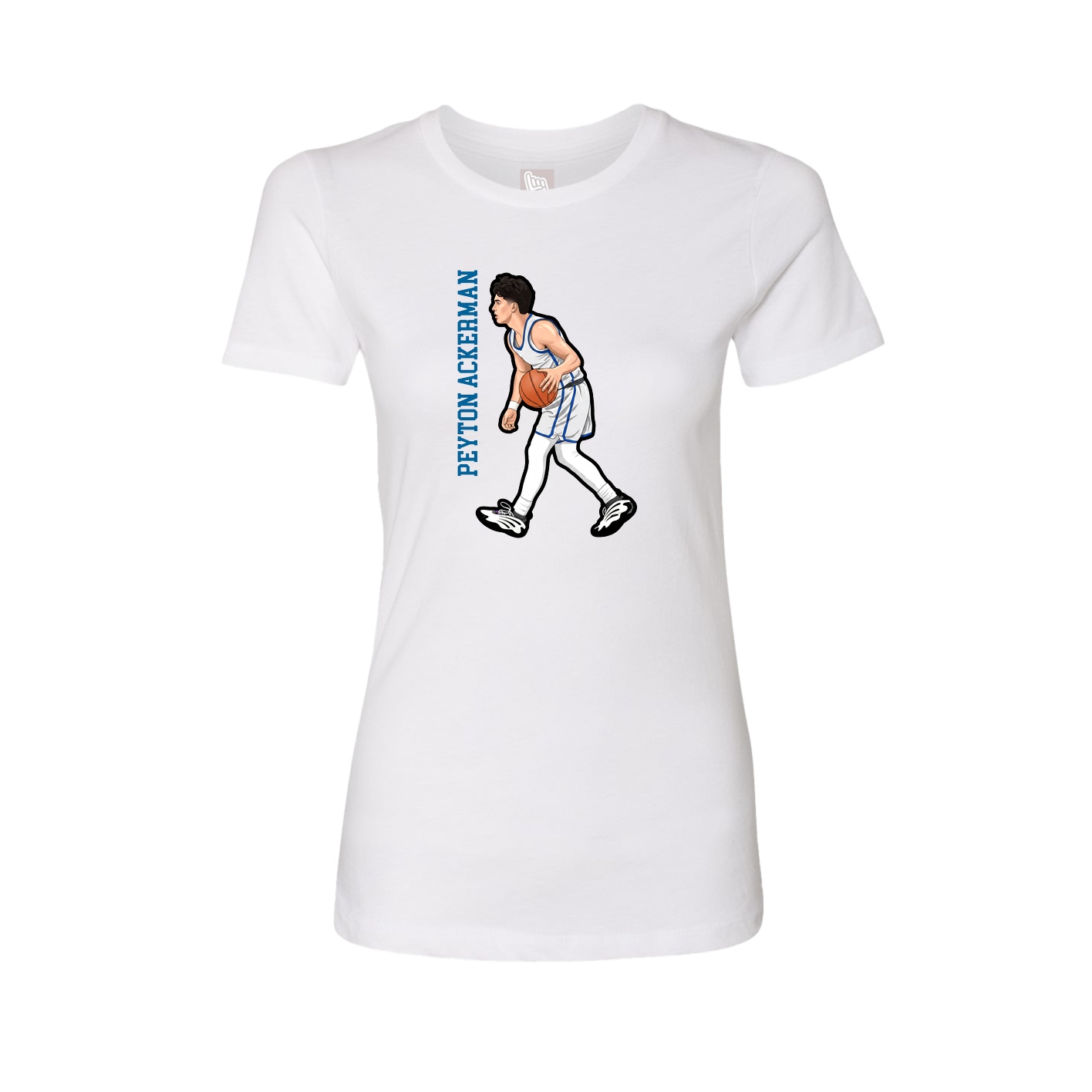 Womens Tee — Name Vertical in White