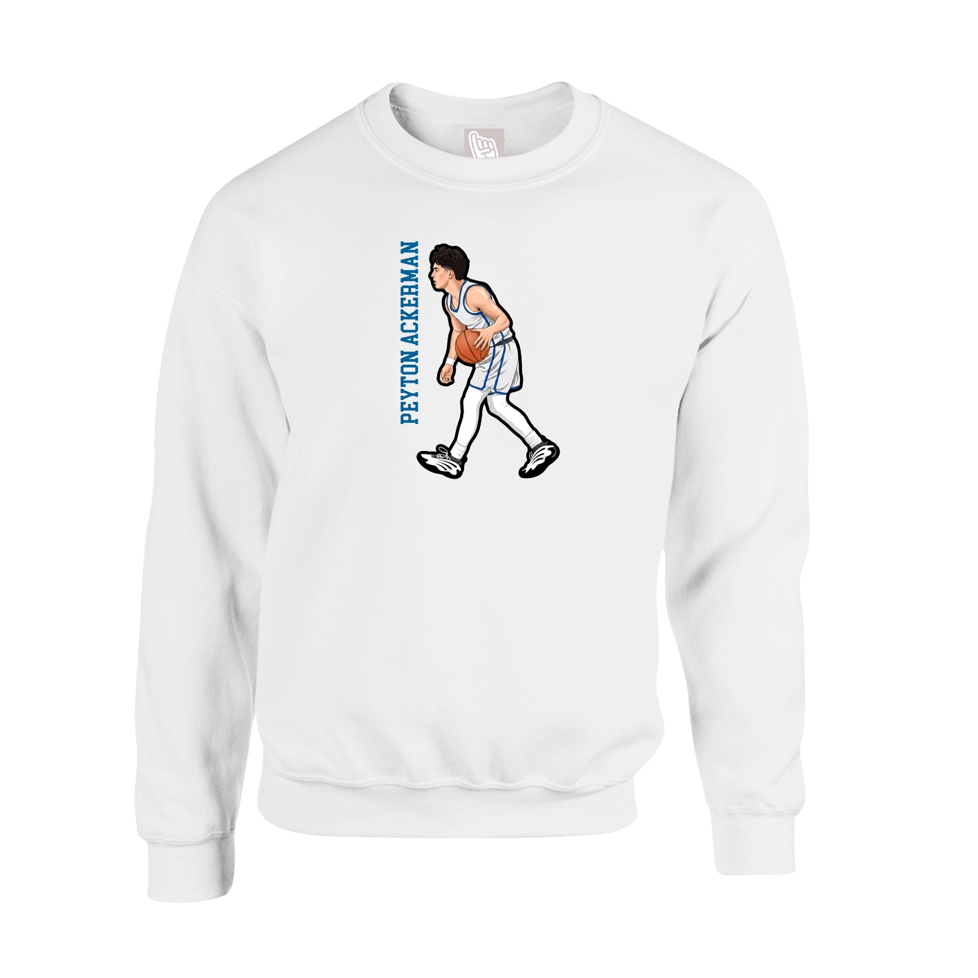 Fleece Crew — Name Vertical in White