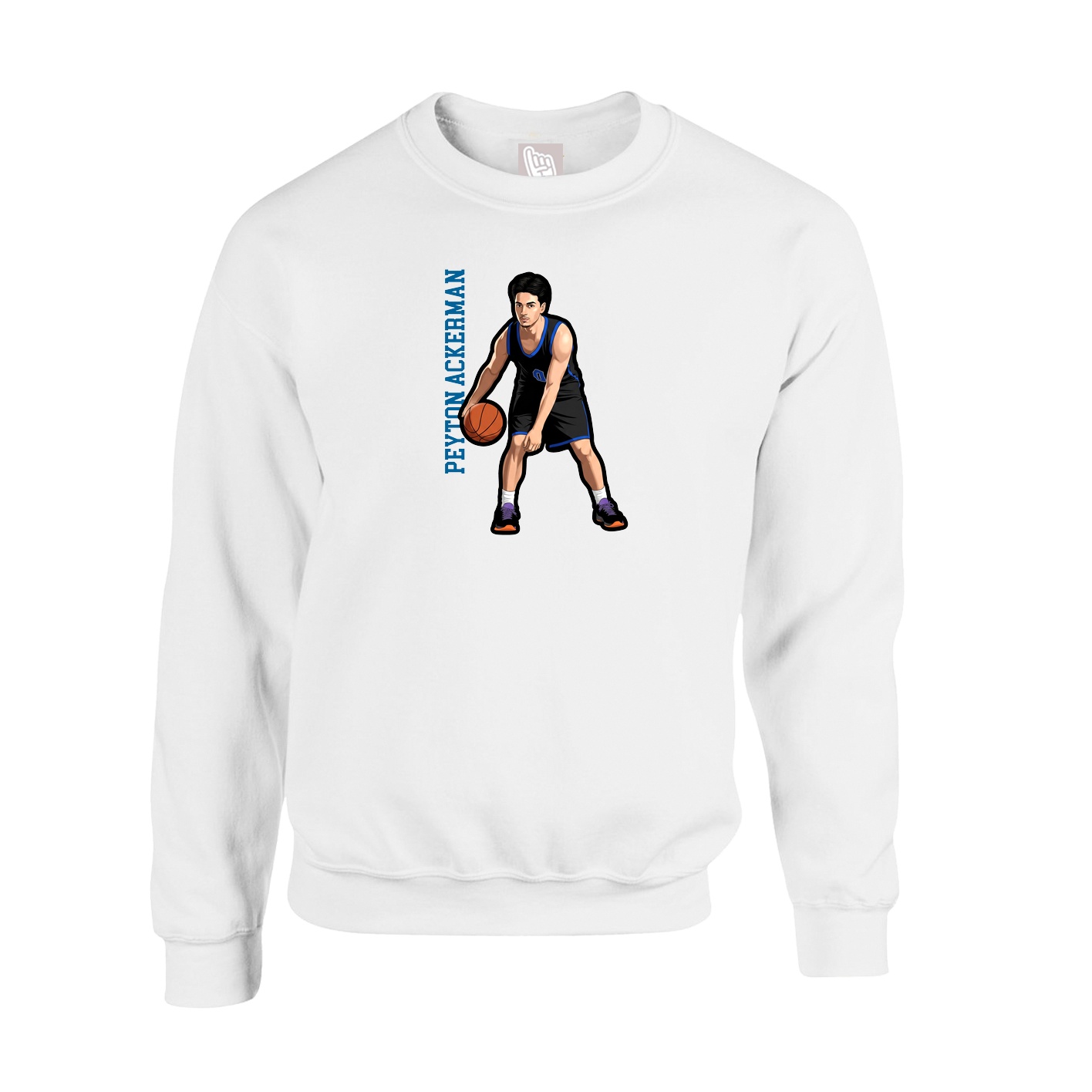 Fleece Crew — Name Vertical in White