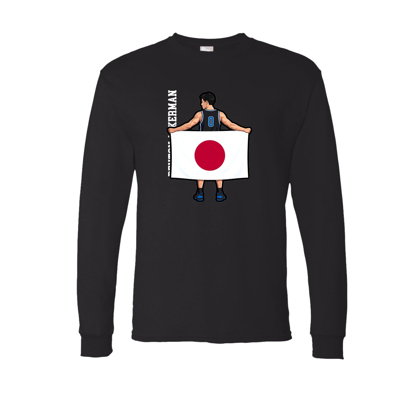 Long Sleeve Tee — Name Vertical in Black