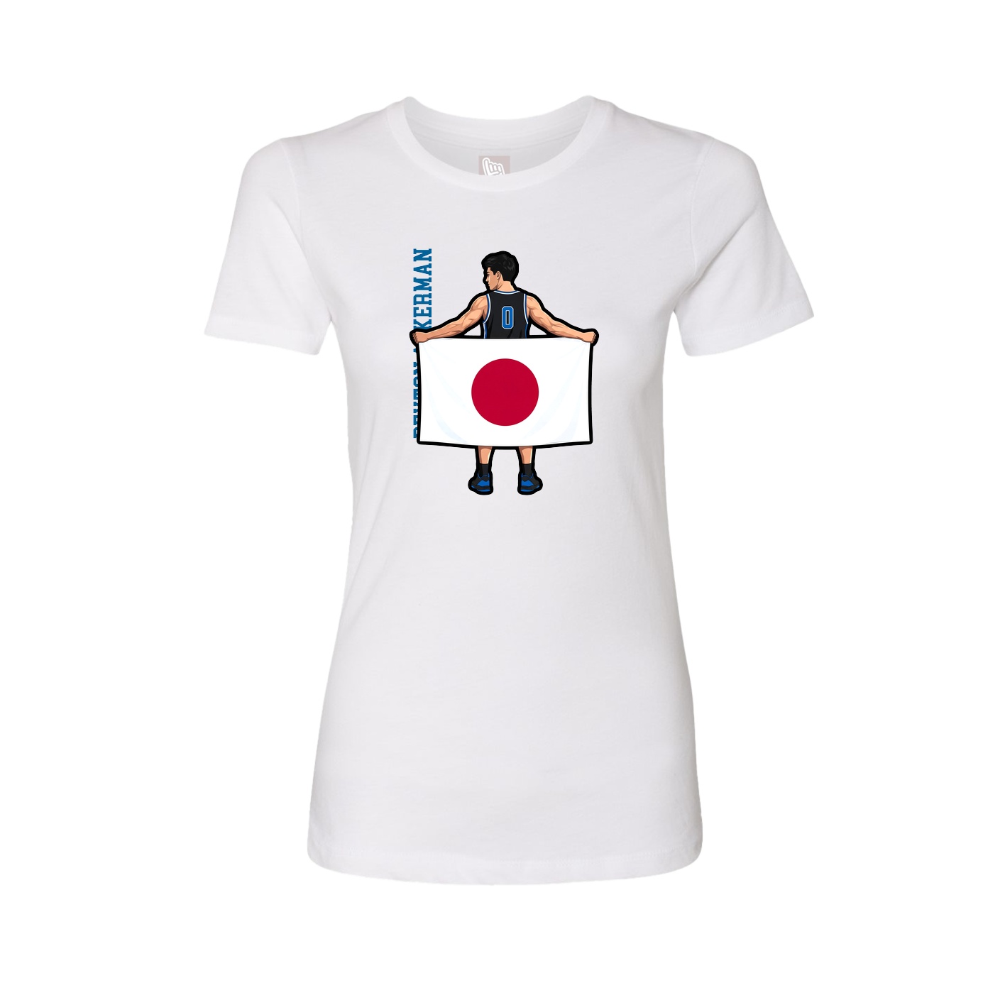 Womens Tee — Name Vertical in White