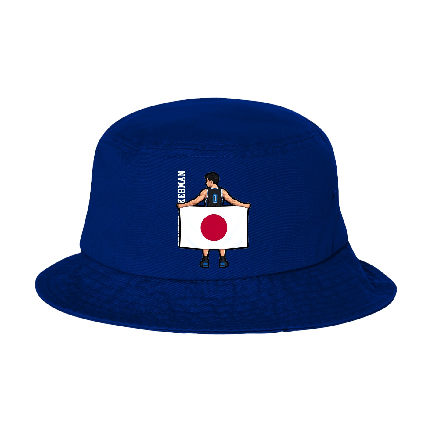 Bucket Cap — Name Vertical in Royal Blue