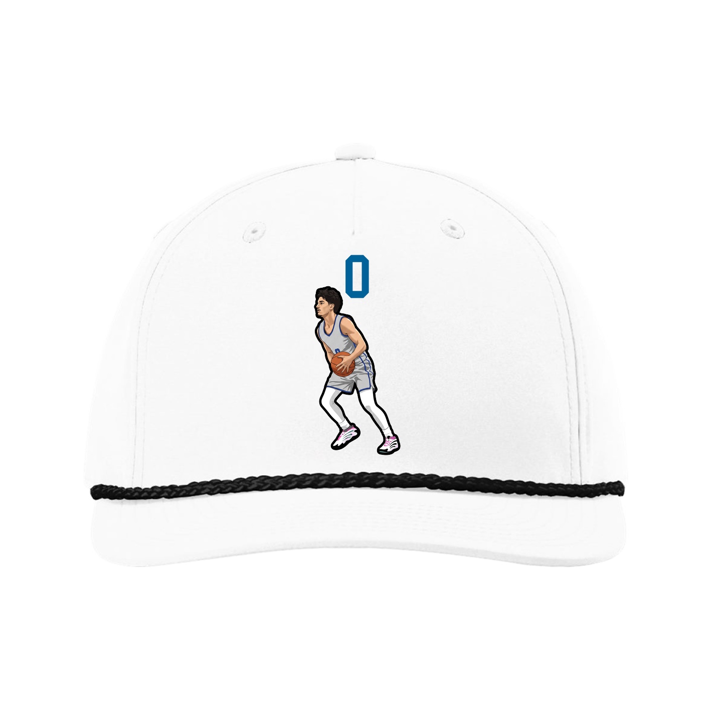 Five-Panel Classic Rope Cap — Number Top in White
