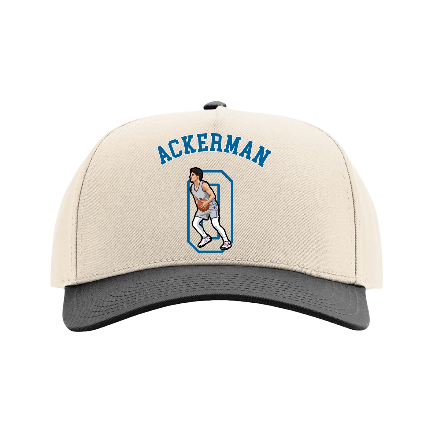 Full Fabric Five-Panel Champ Cap — Shirsey Arch in Cream/Black