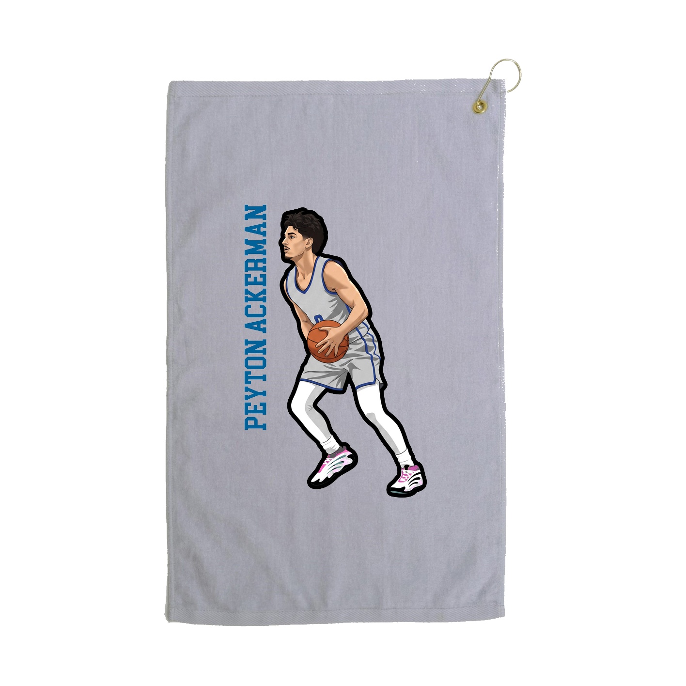 Golf Towel — Name Vertical in Grey