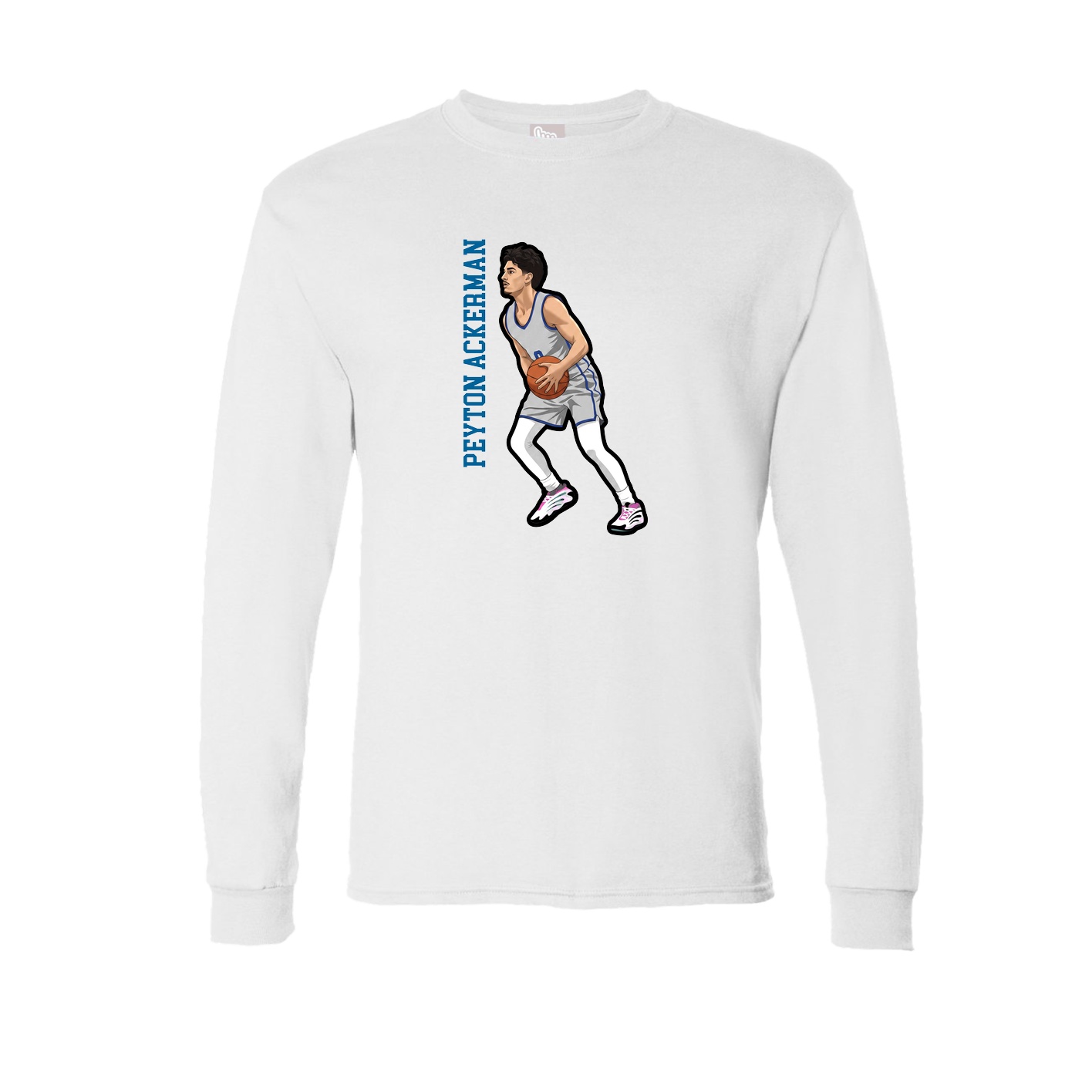 Long Sleeve Tee — Name Vertical in White