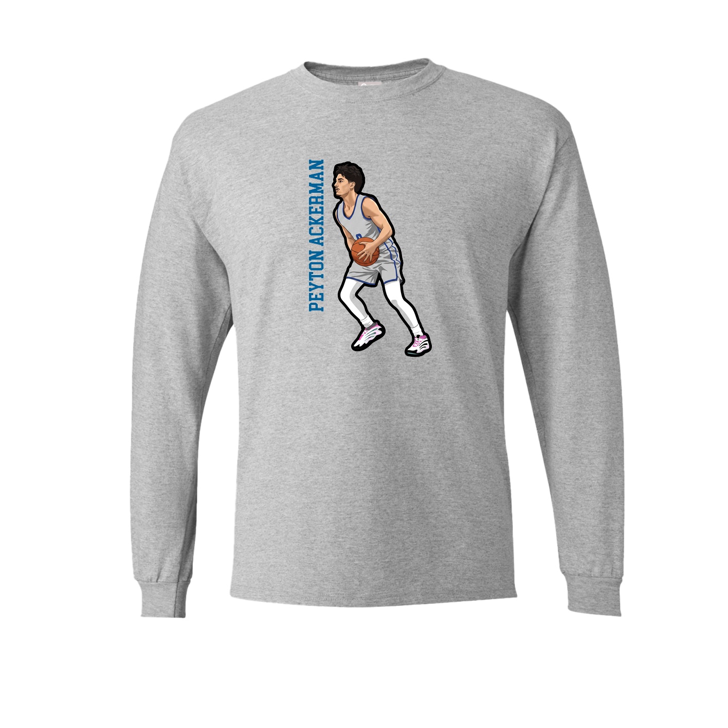 Long Sleeve Tee — Name Vertical in Grey