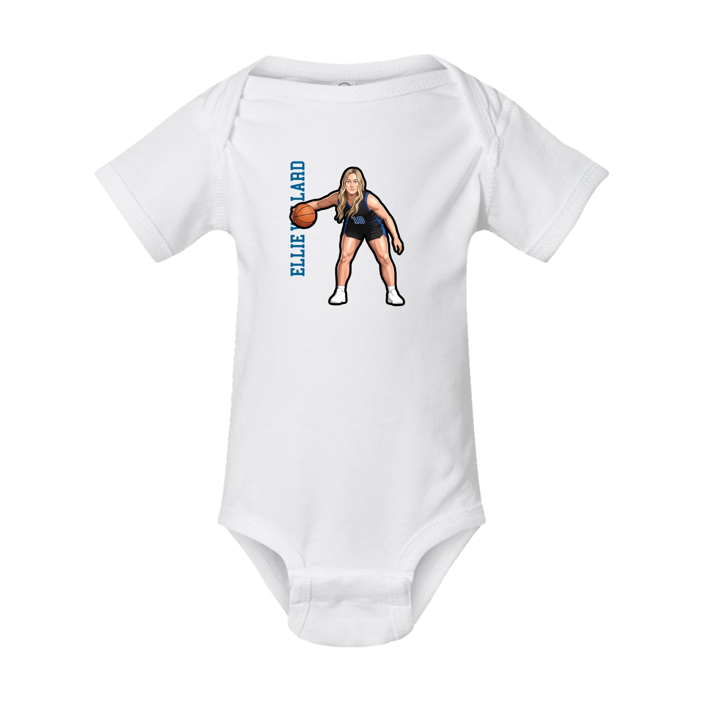 Baby Onesie — Name Vertical in White