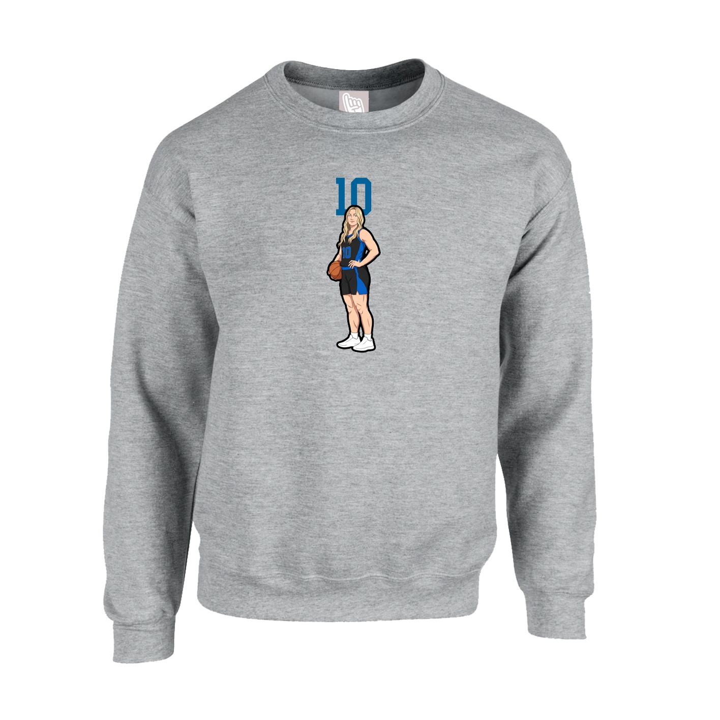 Fleece Crew — Number Top in Grey