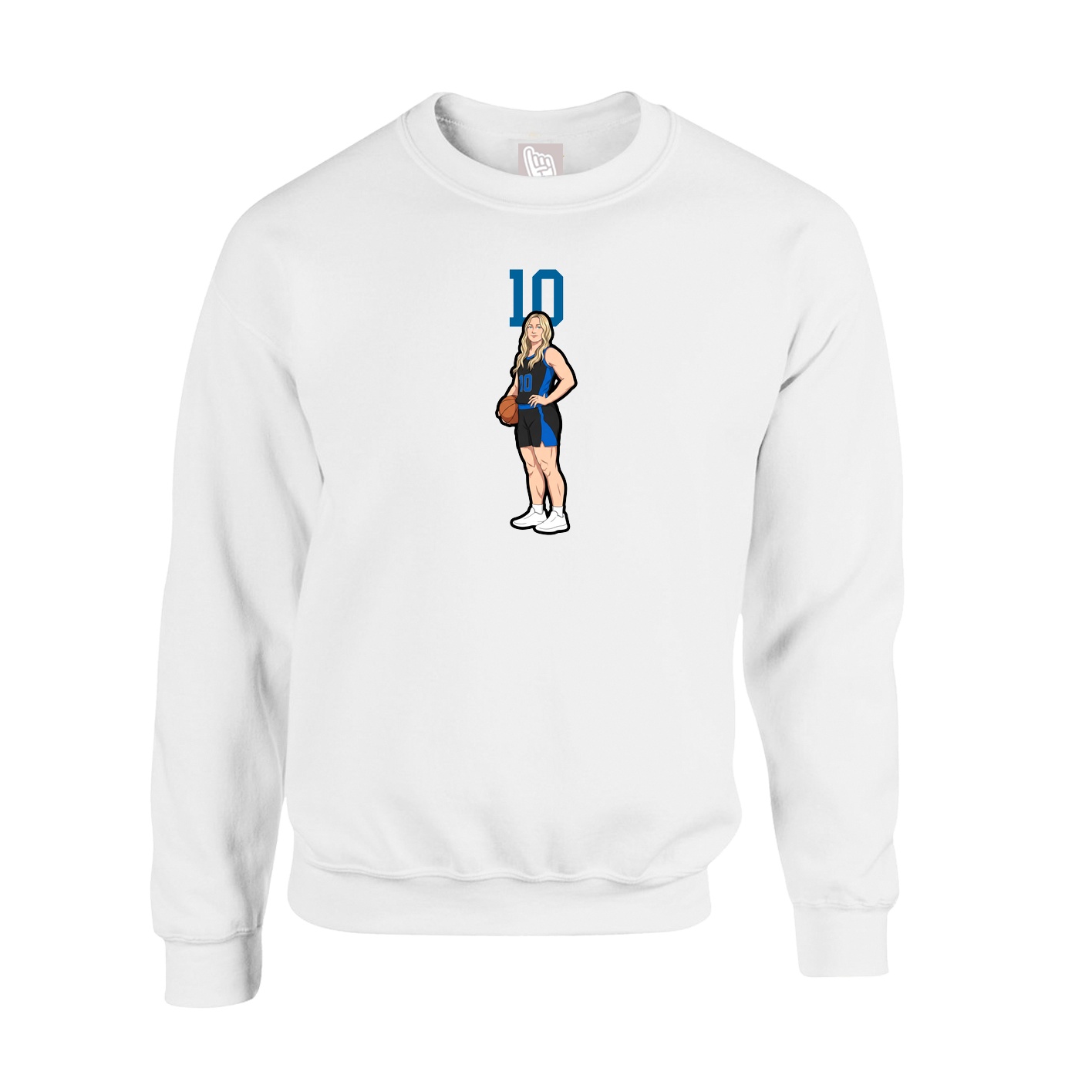 Fleece Crew — Number Top in White