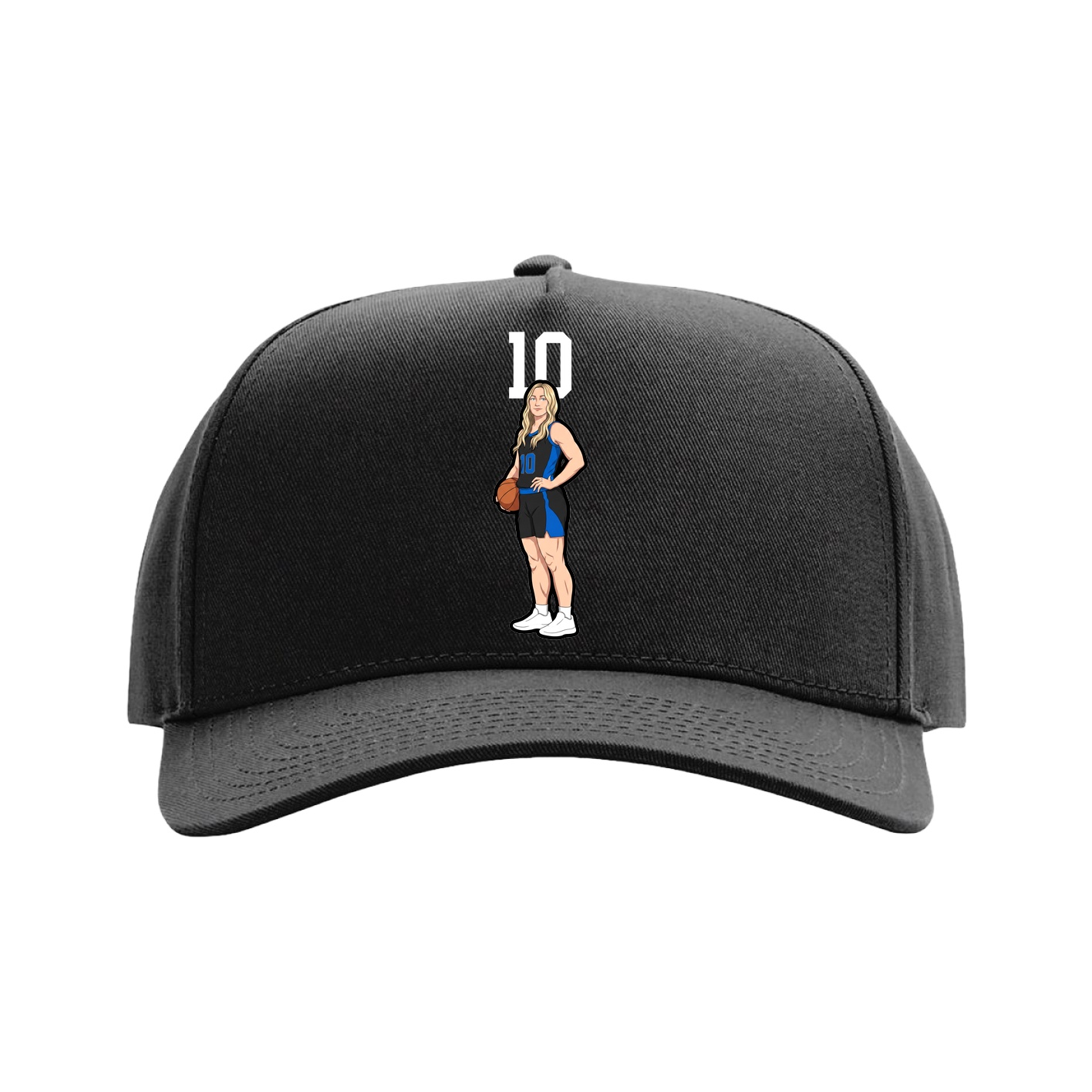 Full Fabric Five-Panel Champ Cap — Number Top in Black