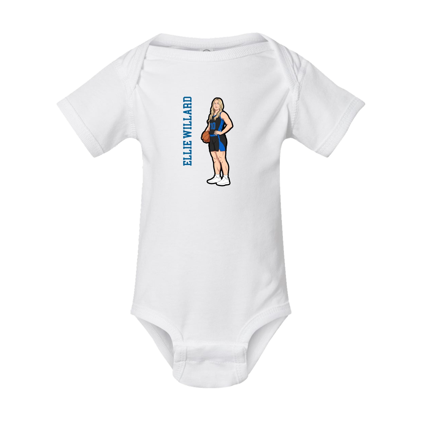Baby Onesie — Name Vertical in White