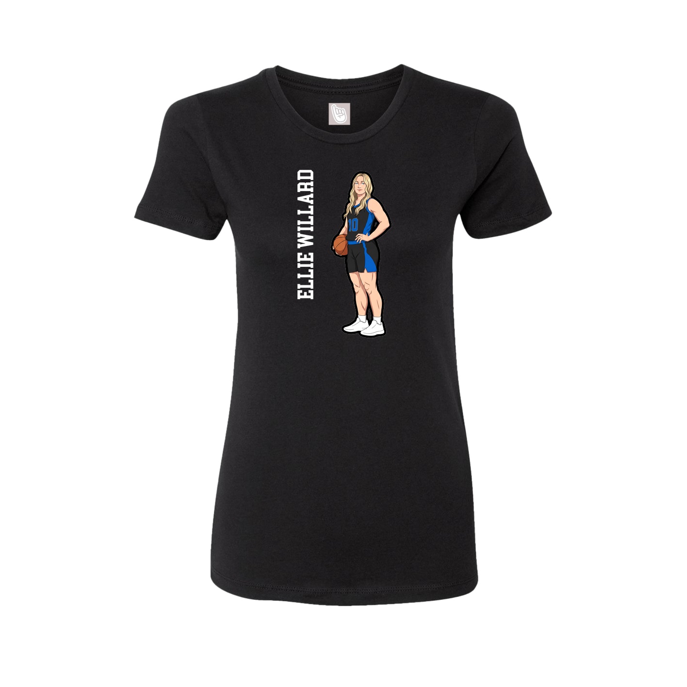 Womens Tee — Name Vertical in Black