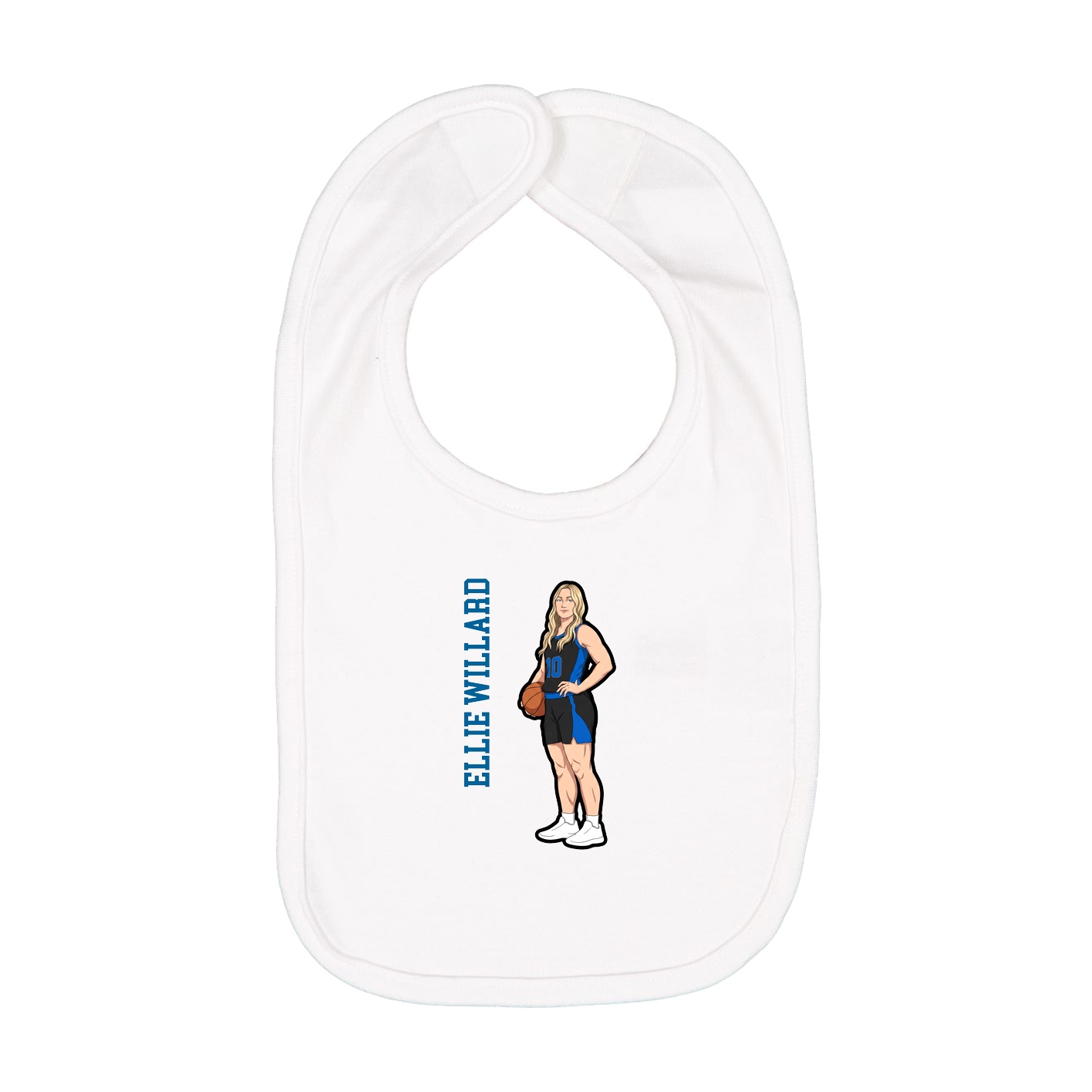 Infant Bib — Name Vertical in White