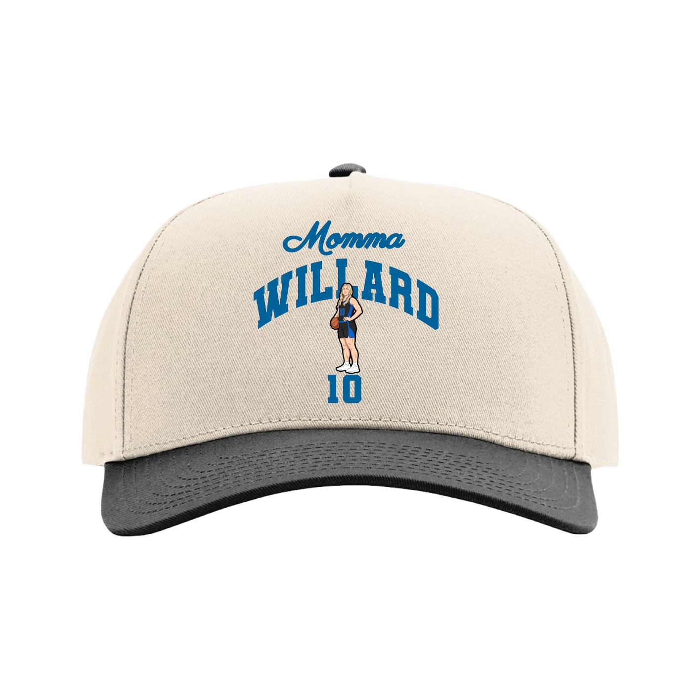 Full Fabric Five-Panel Champ Cap — Mothers Day Arch in Cream/Black