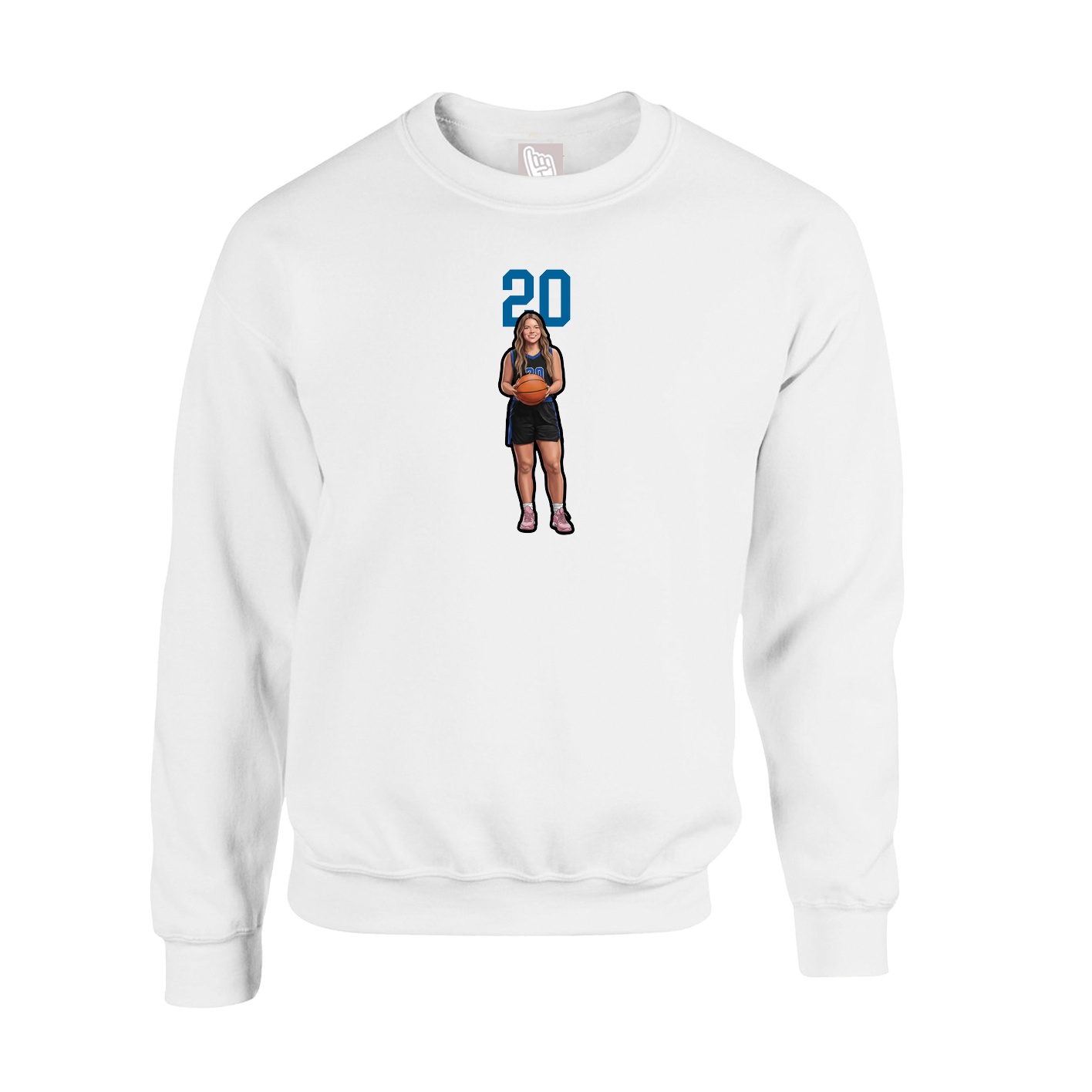 Fleece Crew — Number Top in White