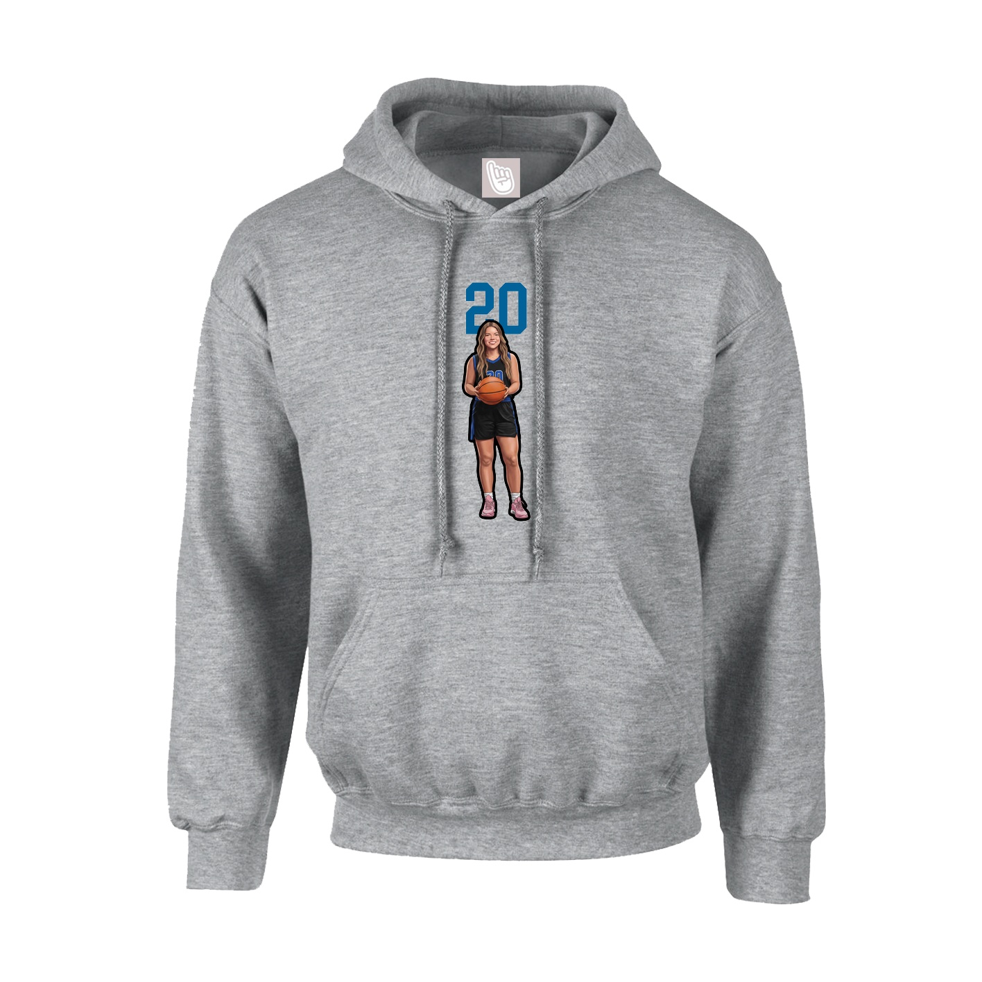 Youth Hoodie — Number Top in Grey