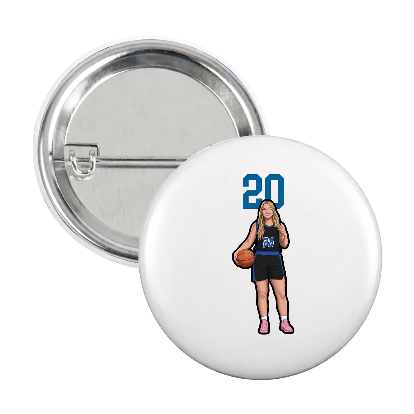Game Day Button — Number Top in White