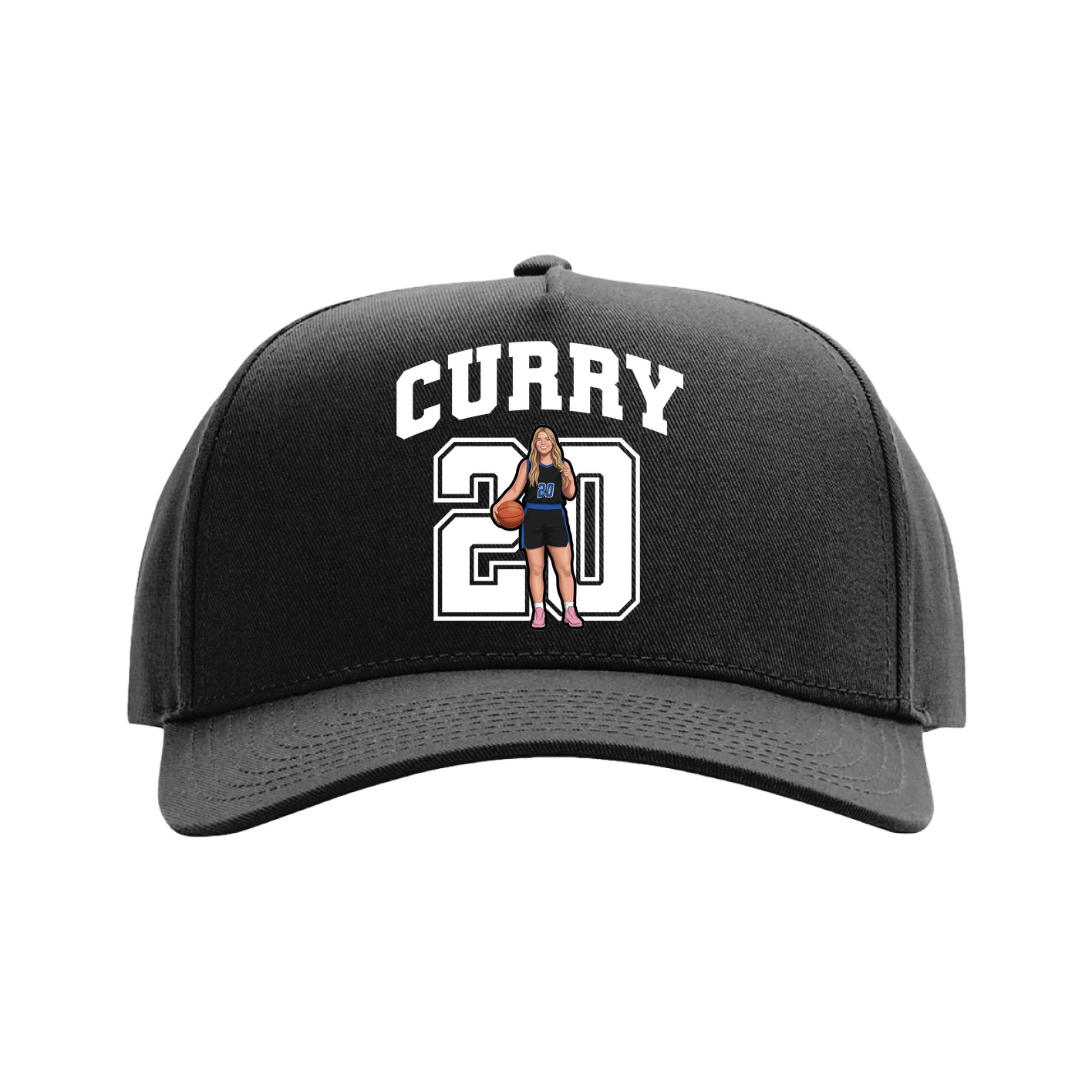 Full Fabric Five-Panel Champ Cap — Number in Black