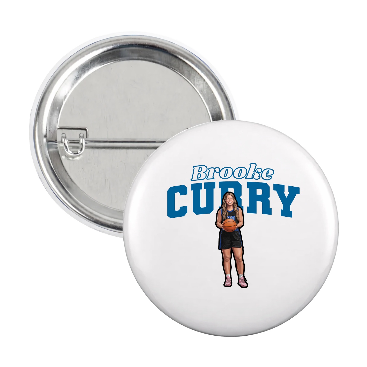 Game Day Button — Name Arch in White