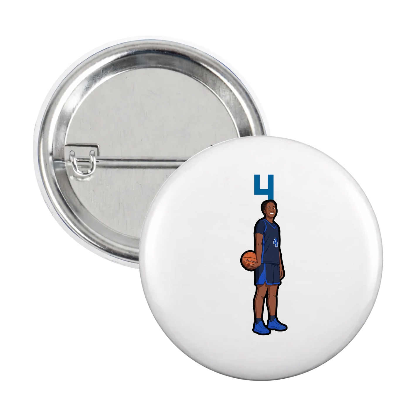 Game Day Button — Number Top in White