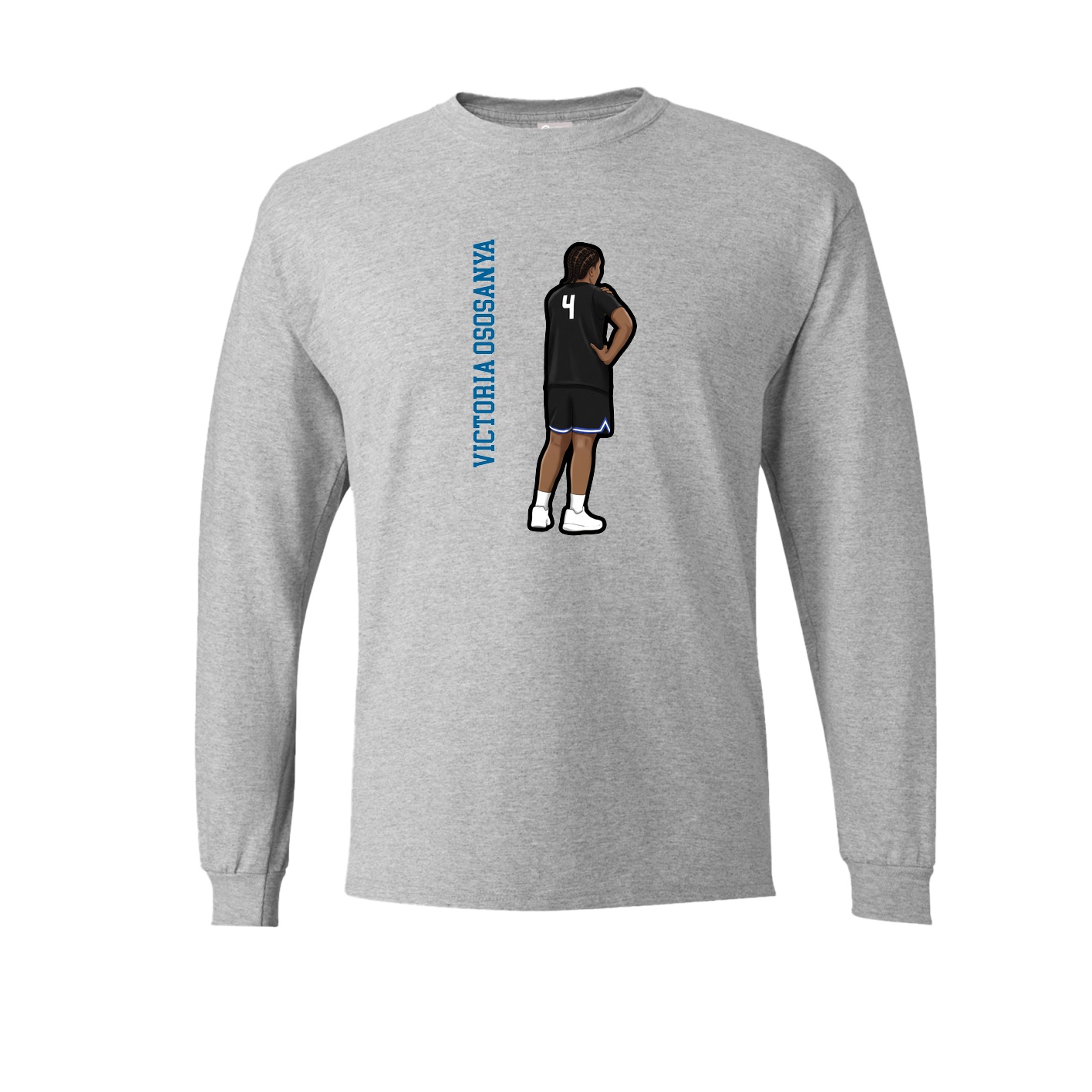 Long Sleeve Tee — Name Vertical in Grey