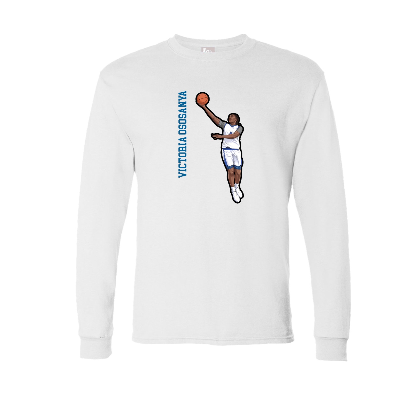 Long Sleeve Tee — Name Vertical in White