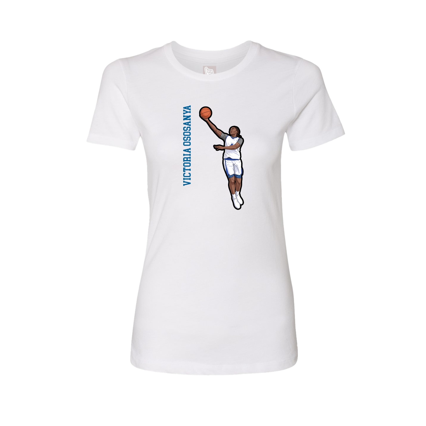 Womens Tee — Name Vertical in White