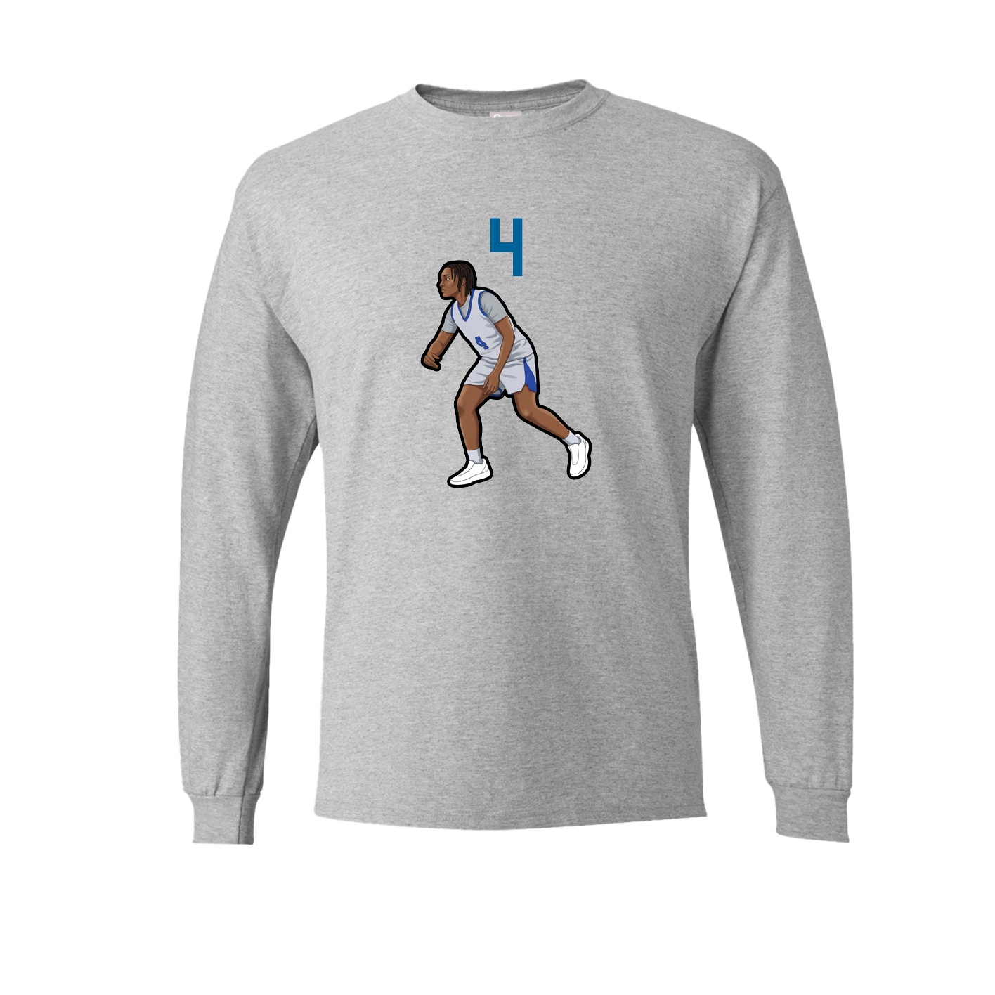 Long Sleeve Tee — Number Top in Grey