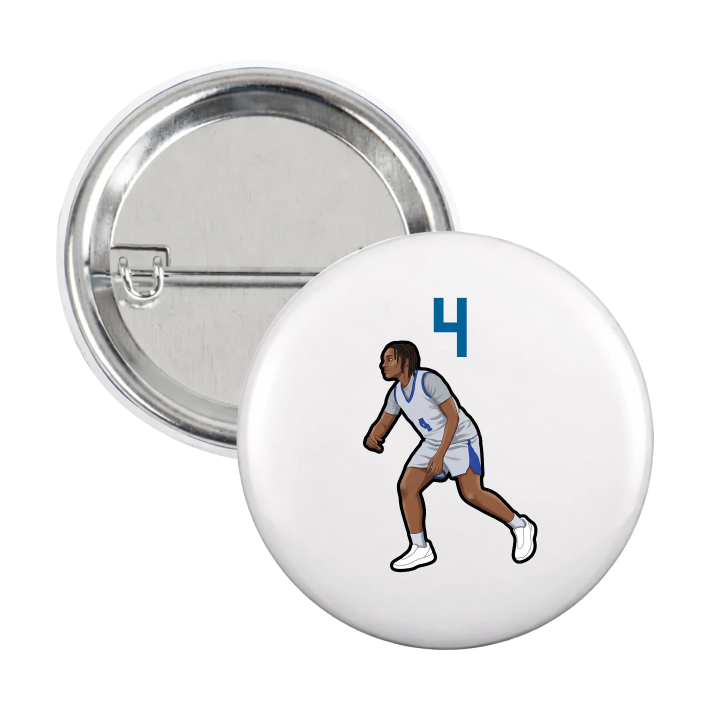 Game Day Button — Number Top in White