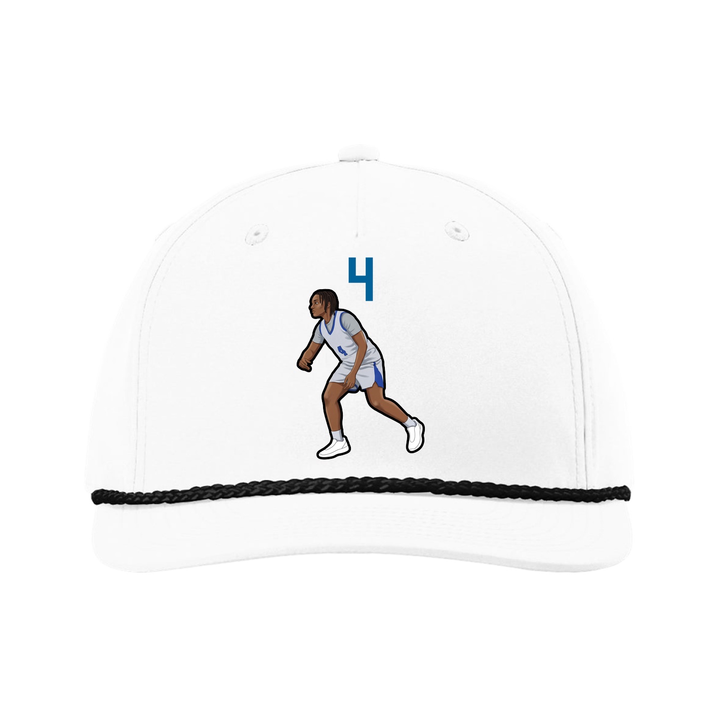 Five-Panel Classic Rope Cap — Number Top in White
