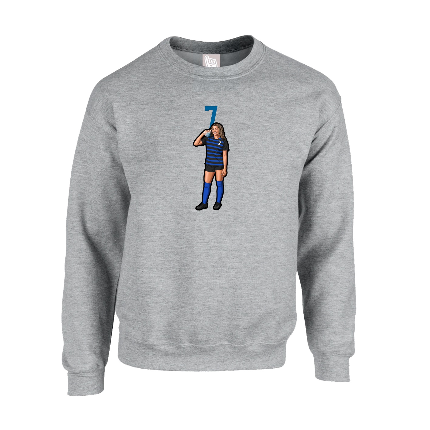 Fleece Crew — Number Top in Grey