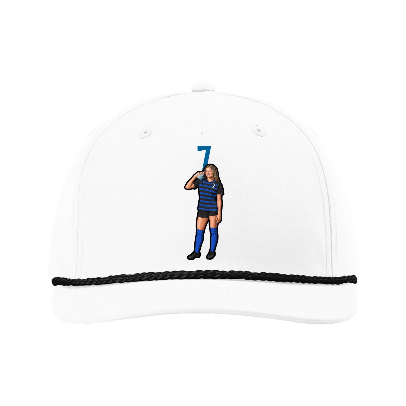 Five-Panel Classic Rope Cap — Number Top in White