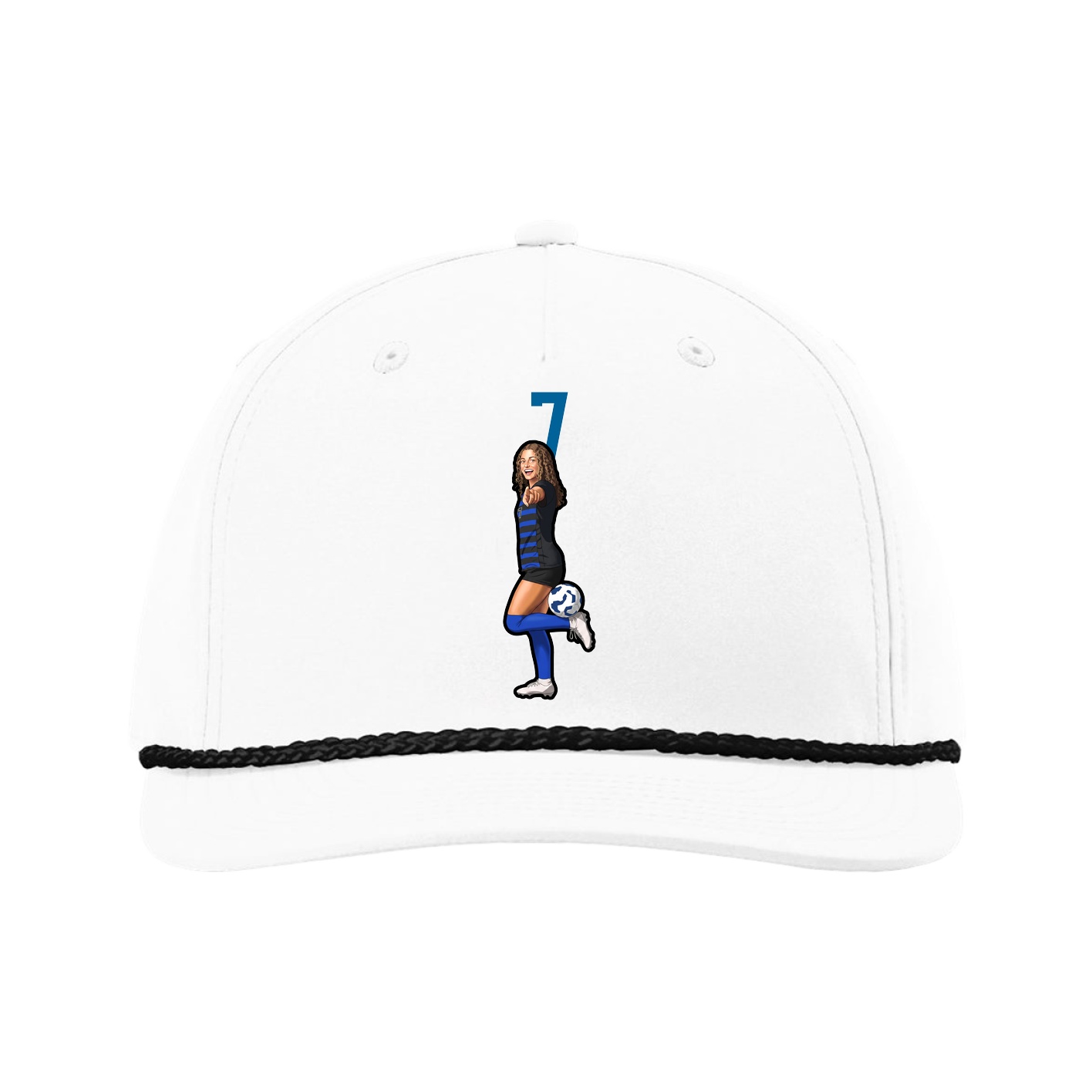 Five-Panel Classic Rope Cap — Number Top in White