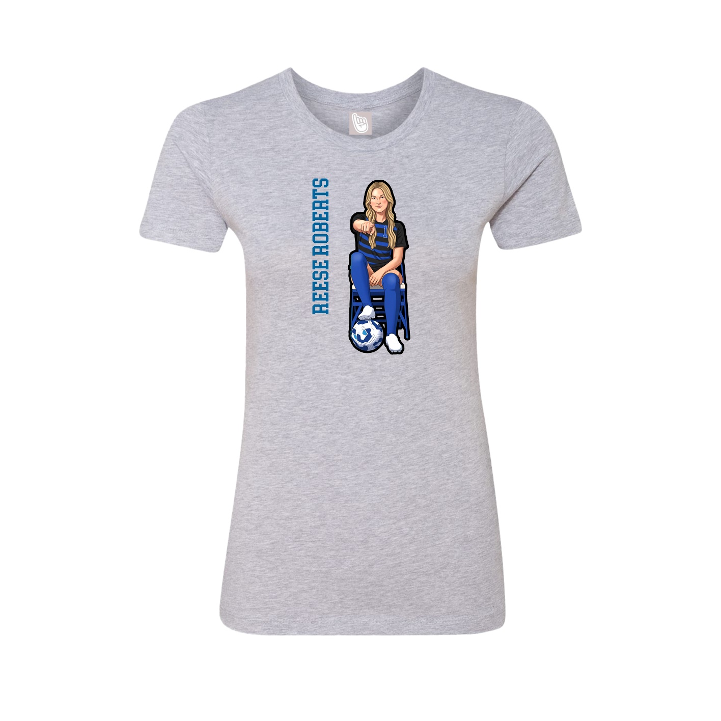 Fitted Women's Tee — Name Vertical in Grey
