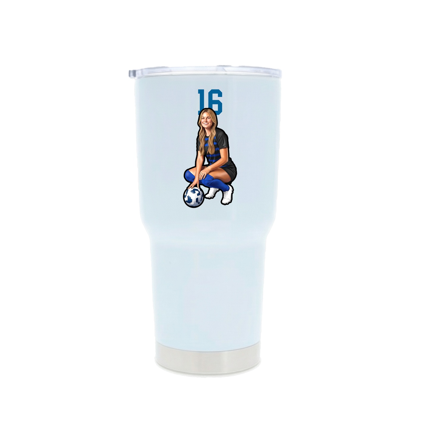 30oz Stainless Steel Tumbler — Number Top in White