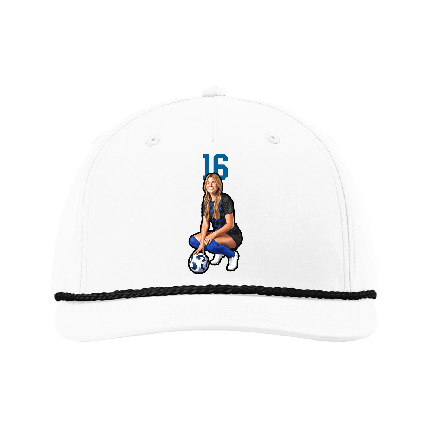 Five-Panel Classic Rope Cap — Number Top in White