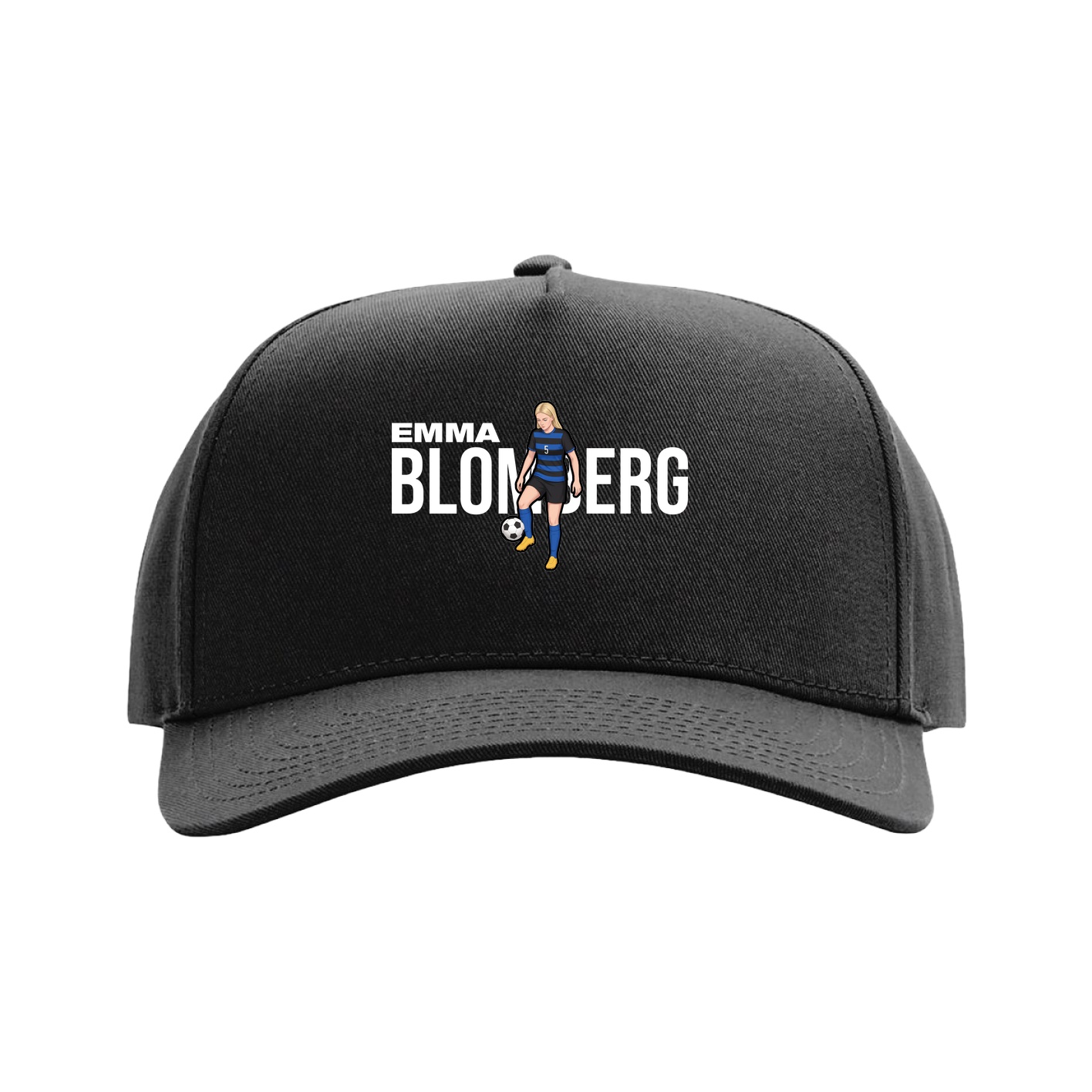 Full Fabric Five-Panel Champ Cap — Player Name in Black