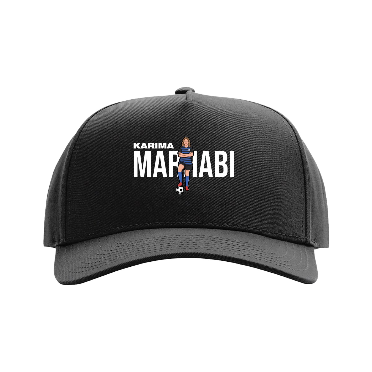 Full Fabric Five-Panel Champ Cap — Player Name in Black